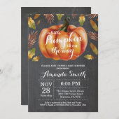 カボチャ秋のベビーシャワーの招待状の黒板 招待状 (正面/裏面)