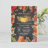 カボチャ秋のベビーシャワーの招待状の黒板 招待状 (スタンド正面)