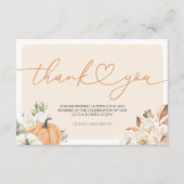 カボチャ秋のベビーシャワーサンキューカード エンクロージャーカード (正面)