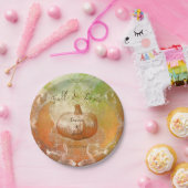 カボチャ秋の燃えオレンジヴィンテージ質感デザイン ペーパープレート (パーティー)