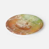 カボチャ秋の燃えオレンジヴィンテージ質感デザイン ペーパープレート (アングル)