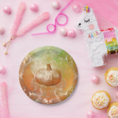 カボチャ秋の燃えオレンジヴィンテージ質感デザイン ペーパープレート (パーティー)