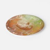 カボチャ秋の燃えオレンジヴィンテージ質感デザイン ペーパープレート (アングル)