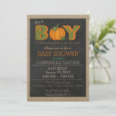 カボチャ秋の男の子のベビーシャワーの国の招待状 招待状 (スタンド正面)