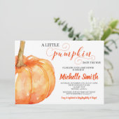 カボチャ秋の男女兼用な秋のベビーシャワー 招待状 (スタンド正面)