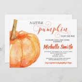 カボチャ秋の男女兼用な秋のベビーシャワー 招待状 (正面/裏面)