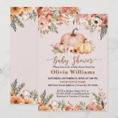 カボチャ秋の秋フローラベビーシャワーインヴィティティ 招待状 (正面/裏面)