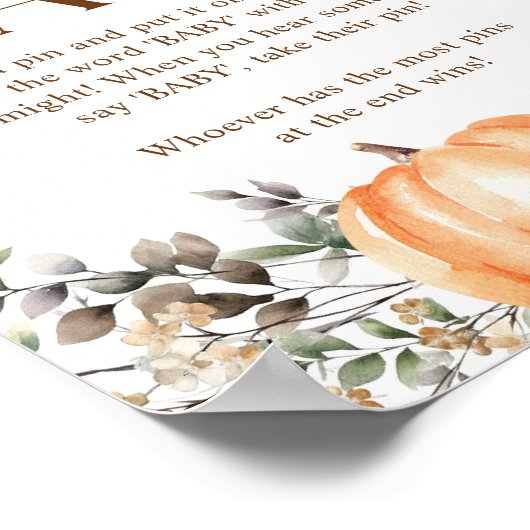 カボチャ秋の秋赤ちゃんシャワーベビーしない ポスター (角)