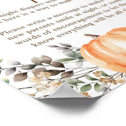 カボチャ秋の秋赤ちゃんシャワー深夜おむつ ポスター (角)