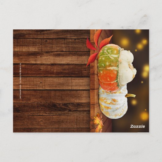 カボチャ秋の結婚式または感謝祭メニュー ポストカード (裏面)