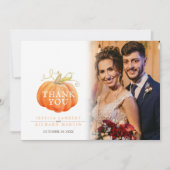 カボチャ秋の結婚式写真QRコード サンキューカード (正面)