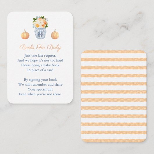 カボチャ秋の花が本の赤ちゃんシャワーをもたらす エンクロージャーカード (正面/裏面)