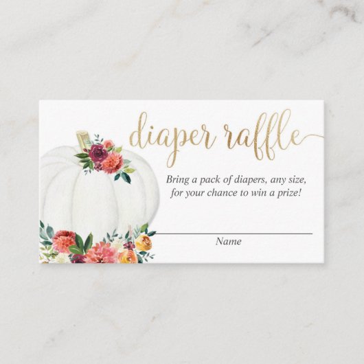 カボチャ秋の花の男女兼用なおむつのラッフル エンクロージャーカード (正面)