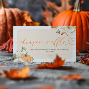 カボチャ秋の赤ちゃんシャワーおむつラッフル エンクロージャーカード