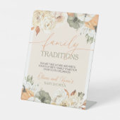 カボチャ秋の赤ちゃんシャワー家族の伝統 台座サイン (正面)