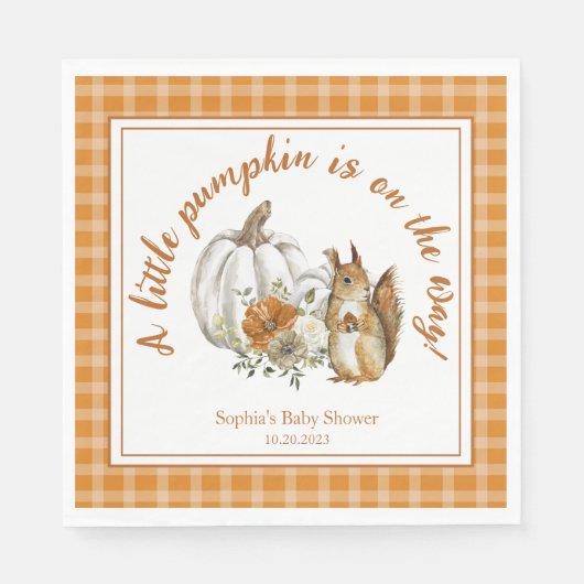 カボチャ秋の赤ちゃん男女兼用シャワー スタンダードランチョンナプキン (正面)