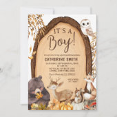カボチャ秋ウッドランド動物ベビーシャワーインビタティ 招待状 (正面)