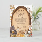 カボチャ秋ウッドランド動物ベビーシャワーインビタティ 招待状 (スタンド正面)