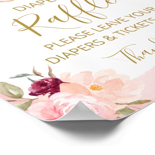 カボチャ秋ガールベビーシャワーおむつラッフルサイン ポスター (角)