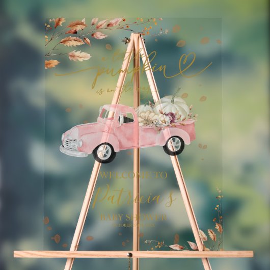 カボチャ秋ガールベビーシャワーウェルカムサイン アクリルサイン (ニュートラル)