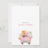 カボチャ秋ガールベビーシャワー招待状ピンクトラック 招待状 (裏面)