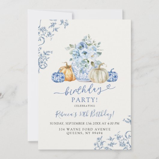 カボチャ秋ジンジャージャールチノワセリー誕生日 招待状 (正面)