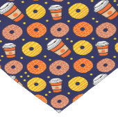 カボチャ秋ドーナツ&コーヒーサンクスギビングブルー ショートテーブルランナー (コーナー)