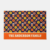 カボチャ秋ドーナツ&コーヒーサンクスギビングブルー ドアマット (正面)