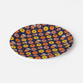 カボチャ秋ドーナツ&コーヒーサンクスギビングブルー ペーパープレート (アングル)