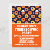 カボチャ秋ドーナツ&コーヒーサンクスギビングブルー 招待状 (正面)