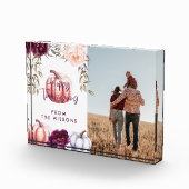 カボチャ秋パープルサンクスギビング家族 フォトブロック (右)