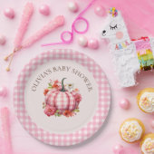 カボチャ秋ピンクジンガムベビーシャワー紙プレート ペーパープレート (パーティー)