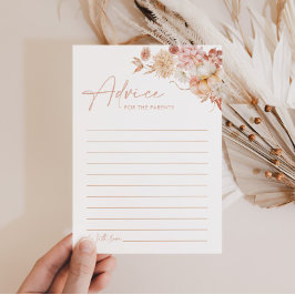 カボチャ秋ピンクフローラベビーシャワーアドバイスカード 招待状