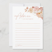 カボチャ秋ピンクフローラベビーシャワーアドバイスカード 招待状 (正面)