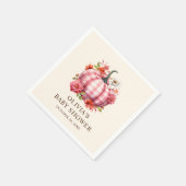 カボチャ秋ピンクプレイドベビーシャワー スタンダードカクテルナプキン (角)