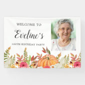 カボチャ秋フラワーズ100誕生日へようこそ 横断幕 (横)