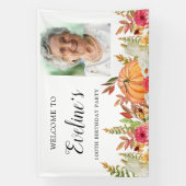 カボチャ秋フラワーズ100誕生日へようこそ 横断幕 (縦)