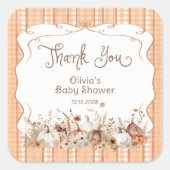 カボチャ秋フローラベビーシャワーありがとう スクエアシール (正面)