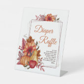 カボチャ秋フローラベビーシャワーおむつラッフル 台座サイン (正面)