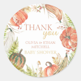 カボチャ秋フローラベビーシャワー感謝してい ラウンドシール
