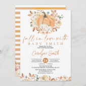 カボチャ秋フローラ秋インラブベビーシャワー 招待状 (正面/裏面)