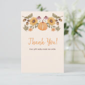 カボチャ秋フローラ秋ベビーシャワー サンキューカード (スタンド正面)
