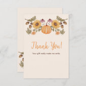 カボチャ秋フローラ秋ベビーシャワー サンキューカード (正面/裏面)