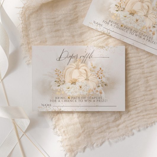 カボチャ秋フローラ&パンパスベビーシャワーオムツ エンクロージャーカード