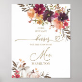 カボチャ秋ブライダルシャワーどのように多くのキスサイン ポスター (正面)