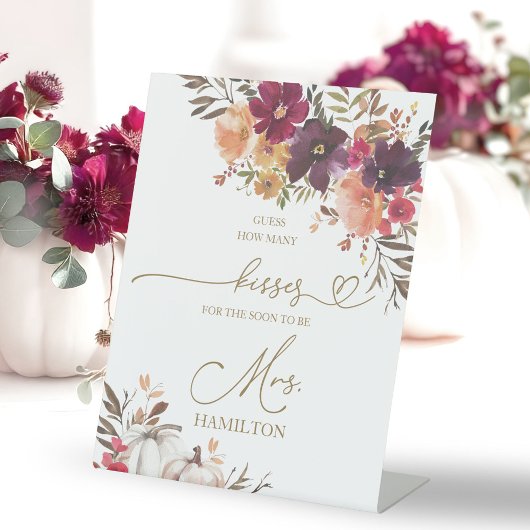 カボチャ秋ブライダルシャワーどのように多くのキスサイン 台座サイン