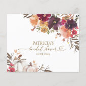 カボチャ秋ブライダルシャワーアドバイスカード (裏面)