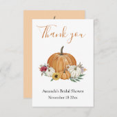 カボチャ秋ブライダルシャワーサンキューカード サンキューカード (正面/裏面)