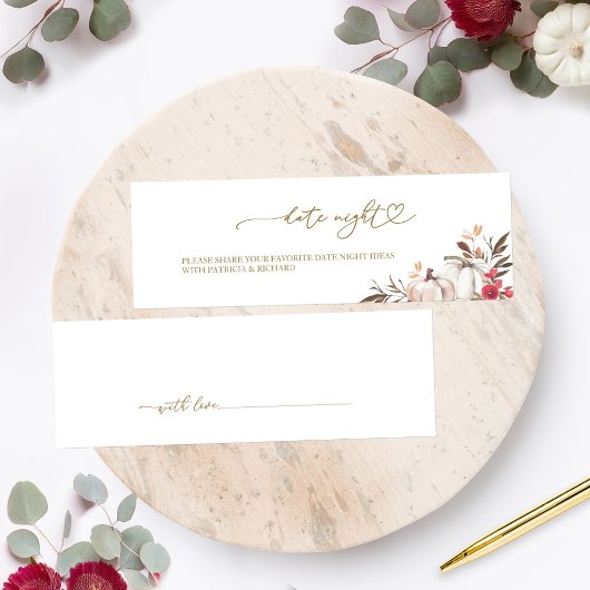 カボチャ秋ブライダルシャワーデイトナイトカード