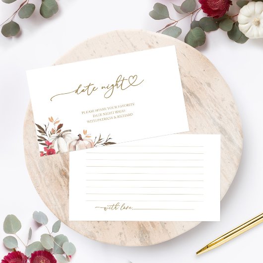 カボチャ秋ブライダルシャワーデイトナイトカード エンクロージャーカード